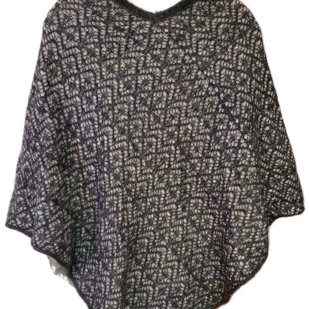 Women's Dark Gray Wool & Mohair Shawl, Iperico Made In Italy, One Size Fits All